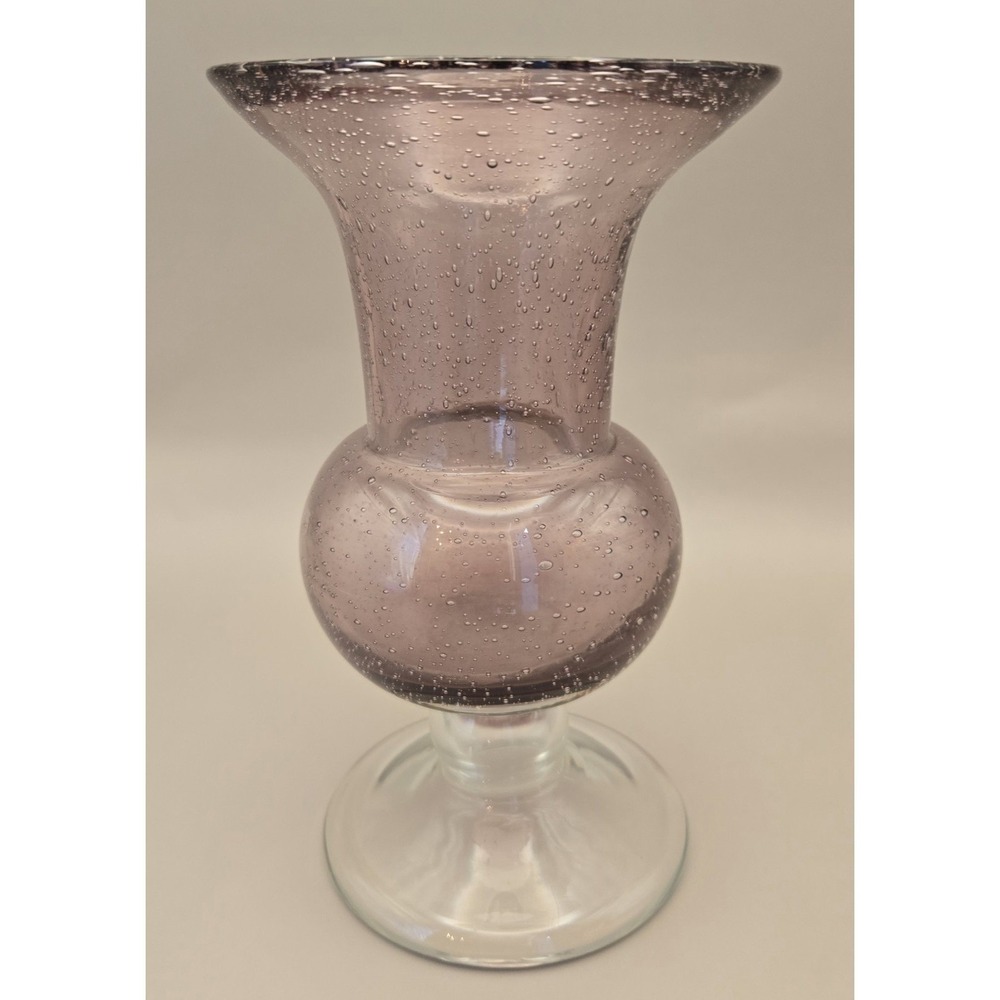 Vintage Purple Vase Glass Amethyst Hand Blown With Bubbles. #22